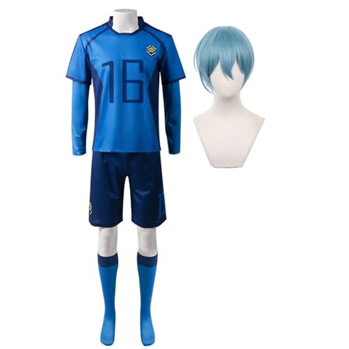 Lzrong Yo Hiori Cosplay Kostüm Rin Itoshi Cosplay Outfit Isagi Yoichi Cosplay Kostüm Trainingsanzug Fußball Sportbekleidung T-Shirt Shorts Set Trikots Activewear Sweatsuit Anime Halloween Karneval von Lzrong