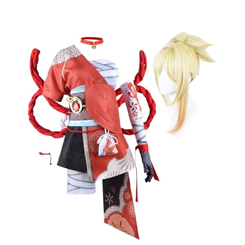Lzrong Yoimiya Cosplay Kostüme Anime Spielcharaktere Komplettset Uniform Inazuma City Spielkostüme Halloween Animespiele Rollenspielparty Dress Up von Lzrong