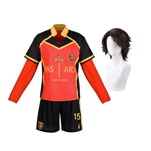 Lzrong Yukimiya Kenyuu Cosplay Kostüm Rin Itoshi Cosplay Outfit Isagi Yoichi Trainingsanzug Fußball Sportbekleidung Trikots Activewear Sweatsuit T-Shirt Shorts Set Anime Cosplay Halloween Karneval von Lzrong