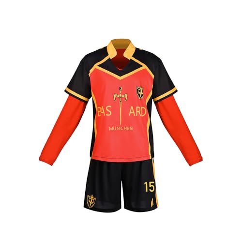 Lzrong Yukimiya Kenyuu Cosplay Kostüm Rin Itoshi Cosplay Outfit Isagi Yoichi Trainingsanzug Fußball Sportbekleidung Trikots Activewear Sweatsuit T-Shirt Shorts Set Anime Cosplay Halloween Karneval von Lzrong