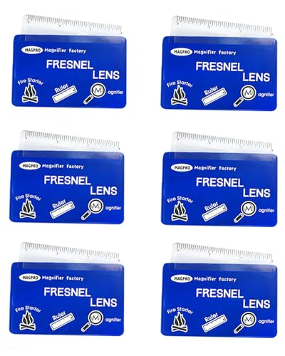 Magpro 6 Stück Kreditkartengröße Lupe Lineal, Fire Starter Lupe, Brieftasche, Lupe zum Lesen von Kleinen Druck, Karte und Buch-Blau |Himmelblau| von M MAGDEPO