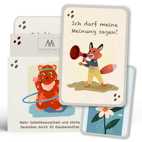 MASCHKY 50 Affirmationskarten Kinder – Selbstbewusstsein stärken - Achtsamkeitskarten - Motivationskarten - Logopädisch wertvoll - Tolle Geschenkidee MASCHKY 50 Affirmationskarten Kinder – Selbstbewusstsein stärken - Achtsamkeitskarten - Motivationskarten - Logopädisch wertvoll - Tolle Geschenkidee von M MASCHKY