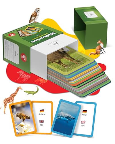 MASCHKY Lernkarten Kinder – Hochwertige Bilderkarten - Sprachförderung - Montessori - Stabile & Dicke Bildkarten - Logopädie Spiele - Zweisprachig - Tolle Geschenkidee… (Tiere) von M MASCHKY