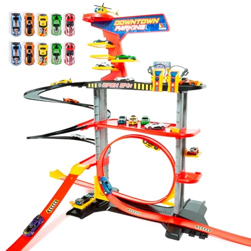 MOLTO | Downtown Toy Car Park mit 2 Etagen, 1 Schleife + 10 Autos - Service Station, Lift und Schnellrampen - Kinderparkplatz für Kinder. 2 Pull-Back Cars inklusive MOLTO | Downtown Toy Car Park mit 2 Etagen, 1 Schleife + 10 Autos - Service Station, Lift und Schnellrampen - Kinderparkplatz für Kinder. 2 Pull-Back Cars inklusive von M MOLTO