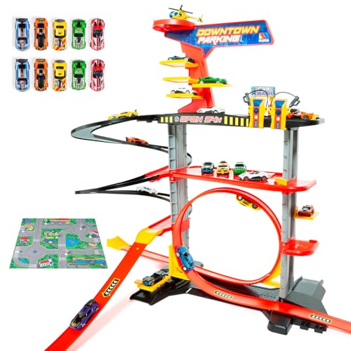 MOLTO – Downtown Spielzeugparkplatz mit 2 Etagen, 1 Schlaufe + 10 Autos und Spielteppich – Servicestation, Aufzug und schnelle Rampen – Kinderparkplatz für Kinder, 2 Pull-Back-Autos inklusive MOLTO – Downtown Spielzeugparkplatz mit 2 Etagen, 1 Schlaufe + 10 Autos und Spielteppich – Servicestation, Aufzug und schnelle Rampen – Kinderparkplatz für Kinder, 2 Pull-Back-Autos inklusive von M MOLTO