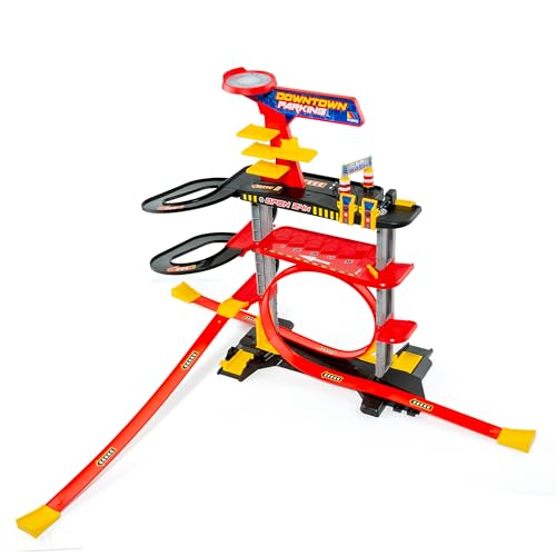 MOLTO | Downtown Toy Car Park mit 2 Etagen und 1 Schleife - Service Station, Lift und Hochgeschwindigkeitsrampen. 2 Autos inklusive - Kinderauto-Parkplatz MOLTO | Downtown Toy Car Park mit 2 Etagen und 1 Schleife - Service Station, Lift und Hochgeschwindigkeitsrampen. 2 Autos inklusive - Kinderauto-Parkplatz von M MOLTO