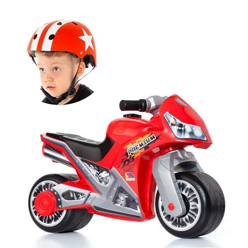 MOLTO Laufmotorrad Cross rot + roter Helm Star | Motorrad Laufen für alle Arten von Gelände | sicheres und Robustes Spielzeug | fördert die gesunde Entwicklung von Jungen und Mädchen | ab 18 Monaten von M MOLTO