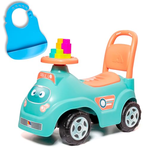 MOLTÓ Riblie Go Lauflernhilfe blau mit 10 Blöcken + Lätzchen aus Silikon, 2-in-1 Lauflernwagen und Läufer für Babys, stimuliert Motorik und Autonomie, von 10 bis 36 Monaten MOLTÓ Riblie Go Lauflernhilfe blau mit 10 Blöcken + Lätzchen aus Silikon, 2-in-1 Lauflernwagen und Läufer für Babys, stimuliert Motorik und Autonomie, von 10 bis 36 Monaten von M MOLTO