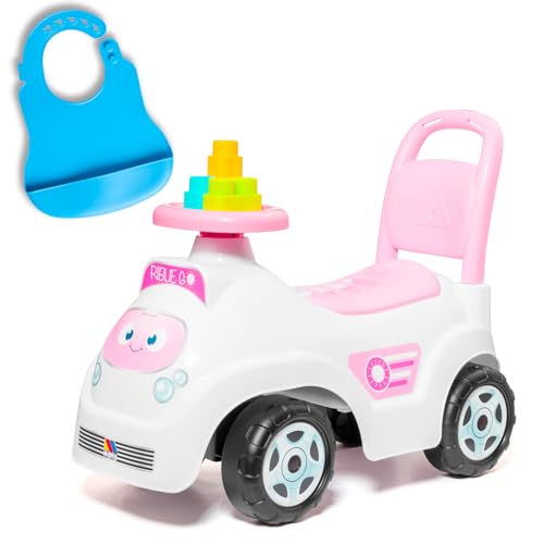 Moltó Riblie Go Lauflernhilfe mit 10 Blöcken + Lätzchen aus Silikon, 2-in-1 Lauflernwagen und Läufer für Babys, sicher, lustig und bunt, von 10 bis 36 Monaten von M MOLTO