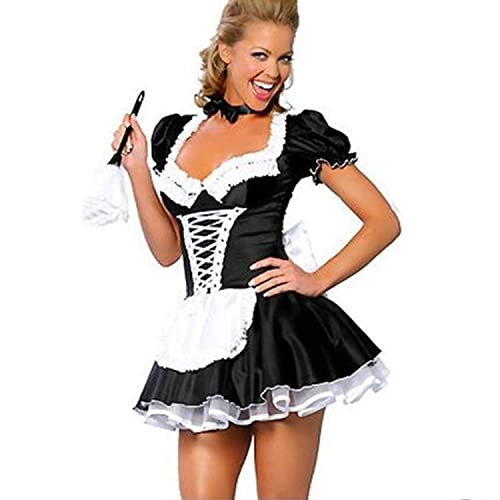 M MUNCASO Cosplay Sexy Damen Französisch Maid Kostüm Fancy Sexy Maid Outfit Cosplay Kleid für Frauen Damen Schürze Uniform Cosplay Dessous Outfit (2XL) von M MUNCASO