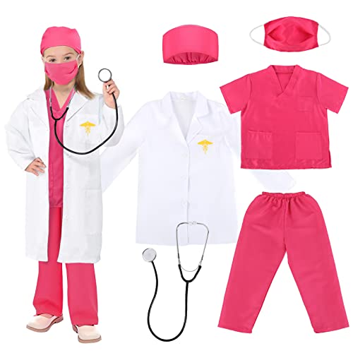 M MUNCASO Kinder Arzt Kostüm, Kind Rollenspiel Kostüme Unisex Arzt Fancy Dress Kostüm Arzt Kittel für Kinder Arzt und Krankenschwester Kostüm für Halloween Cosplay Party von M MUNCASO