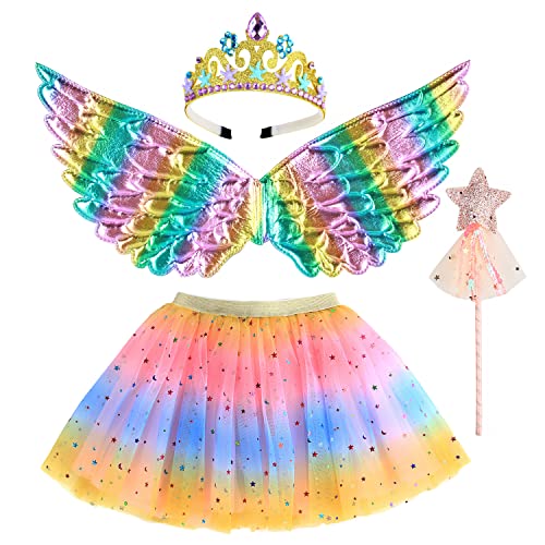 M MUNCASO Mädchen Fee Kostüm Fancy Dress Up Schmetterling Kostüm Sets Prinzessin Kleid Tüll Kostüm Set mit Schmetterlingsflügeln, Zauberstab und Stirnband Set für 3-8 Jahre Mädchen M MUNCASO Mädchen Fee Kostüm Fancy Dress Up Schmetterling Kostüm Sets Prinzessin Kleid Tüll Kostüm Set mit Schmetterlingsflügeln, Zauberstab und Stirnband Set für 3-8 Jahre Mädchen von M MUNCASO