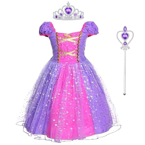 M MUNCASO Rapunzel-Kleid Prinzessinnenkleid mit Krone und Zauberstab, Mädchen, Cosplay-Kostüm, Kinder, geblümte, geschwollene Kleider für Sommer, Festzug, Verkleidung, Party, Outfits, Halloween M MUNCASO Rapunzel-Kleid Prinzessinnenkleid mit Krone und Zauberstab, Mädchen, Cosplay-Kostüm, Kinder, geblümte, geschwollene Kleider für Sommer, Festzug, Verkleidung, Party, Outfits, Halloween von M MUNCASO