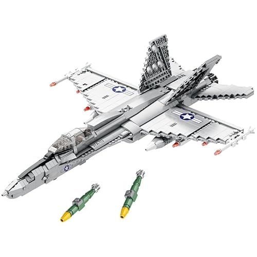 M Menbis Narwhal 1387 Teile F-18 Kampfjet Bauset – Kompatibel mit 8mm Bausteinen – Militärflugzeug MOC Set für Kinder & Erwachsene M Menbis Narwhal 1387 Teile F-18 Kampfjet Bauset – Kompatibel mit 8mm Bausteinen – Militärflugzeug MOC Set für Kinder & Erwachsene von M Menbis