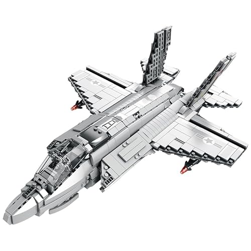 M Menbis Narwhal 1837-teiliges Kampfjet-Bausatz DIY Bausteinset MOC Spielzeug für Jungen und Mädchen, kompatibel mit 8mm Steinen (F-35B.) von M Menbis