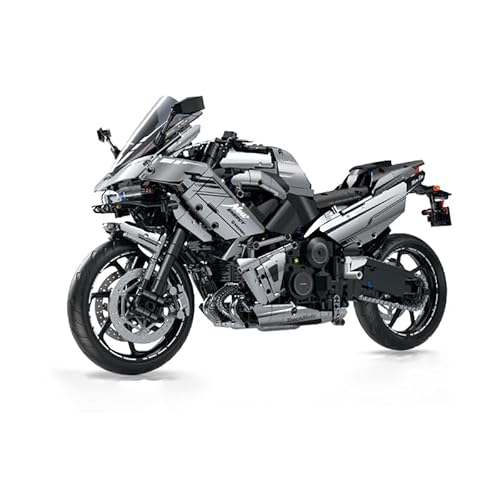 M Menbis Narwhals 2156-teiliges Kawasaki Motorrad Baustein-Set, 1:5 Maßstab MOC Rennrad Gebäude, Gebäude-Set für Erwachsene und Jugendliche, kompatibel mit 8 mm Blöcken (mit Ziegelstein-Scheinwerfern) von M Menbis