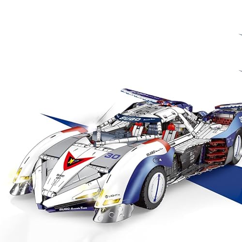 M Menbis Narwhals Sportwagen Shooter Supercar Bausatz – 3765 Teile Rennwagenmodell, Klassisches Design, Kompatibel mit 8mm Bausteinen für Erwachsene & Kinder (Inklusive Beleuchtungsset) von M Menbis