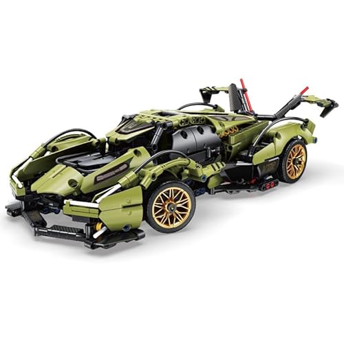 Narwhals 1:14 Sportwagen Baustein-Set – 1158 Teile – Kompatibel mit Technic – Pädagogisches Spielzeug für Erwachsene & Jugendliche – Grünes Modellauto. von M Menbis