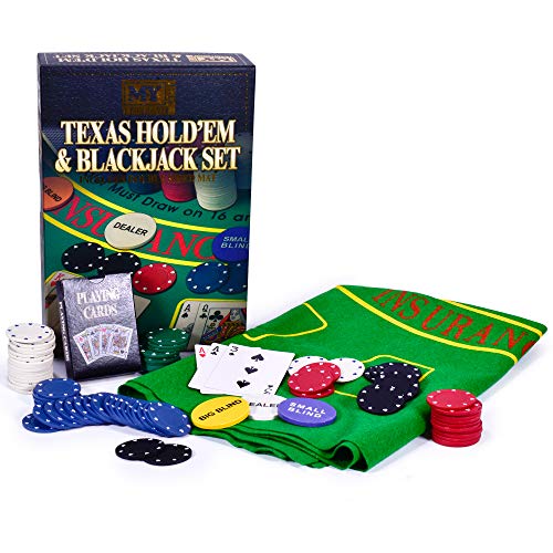 M.Y. Texas Hold'em Poker & Blackjack Set - Beinhaltet Pokerchips, Kartenspiel und Matte von M.Y