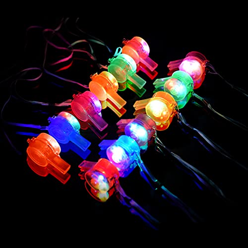12 Stück Knicklichter Partyzubehör, LED Trillerpfeifen mit Trageband, Halskette, leuchtet im Dunkeln, lustiges Partyzubehör für Kinder von M.best