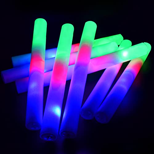 M.best 30 Stück Leuchtstab LED, Bunte blinkende Glow in the Dark Wands Schaumstoffstäbchen mit 3 Modi Partyzubehör für Hochzeit, Geburtstag, Weihnachten, Halloween, Raves von M.best