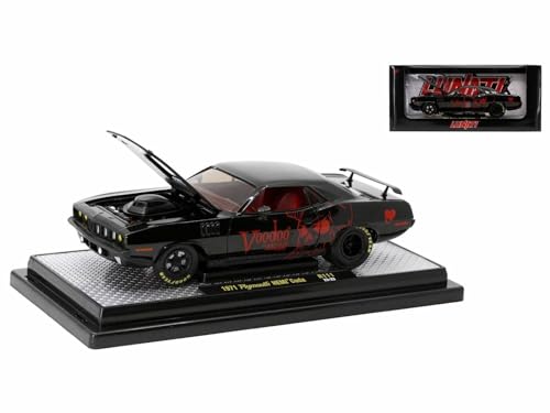 M2 1971 Plymouth Hemi Barracuda Black Metallic with Red Interior Voodoo by Lunati Limited Edition to 6650 Pieces Worldwide 1/24 Diecast Model Car 40300-111B M2 1971 Plymouth Hemi Barracuda Black Metallic with Red Interior Voodoo by Lunati Limited Edition to 6650 Pieces Worldwide 1/24 Diecast Model Car 40300-111B von M2 Machines