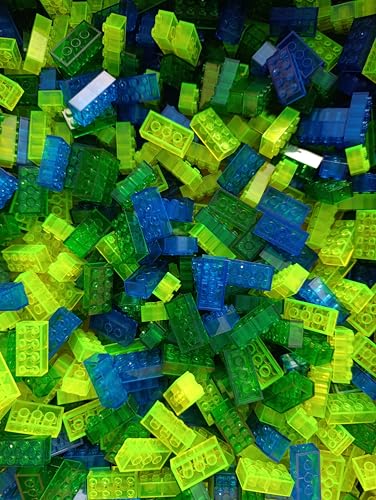 M4D 50 Bausteine Transparent Neon 3001 Transparent Lila Blau Grün Rot Klemmbausteine City 2x4 (Bunt Gemischt 3) von M4D