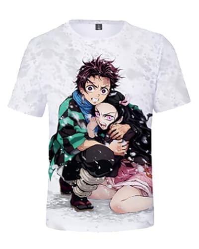 Anime Giyu Tomioka Hemd Kurzarm T-Shirt Bluse Cosplay Kostüm Unisex Grau M (Chest 100cm) von MABDO
