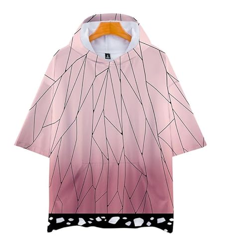 Anime Kanao Tsuyuri Kanawo Pullover Shirt Hemd Kurzarm T-Shirt mit Kapuze Bluse Hoodie Cosplay Kostüm Unisex Rosa M (Chest 114cm) von MABDO