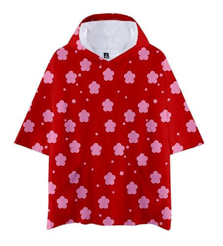 Anime Makomo Short-Sleeved Hooded T-Shirt Sweatshirt Cosplay Costume Unisex Rot S (Chest 108cm) von MABDO