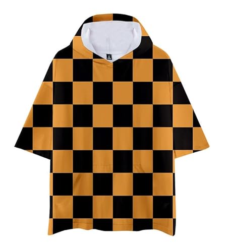 Anime Tanjuro Kamado Short-Sleeved Hooded T-Shirt Sweatshirt Cosplay Costume Unisex Orange S (Chest 108cm) von MABDO