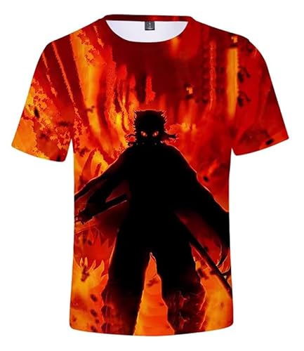 MABDO 3D Drucken Anime Kyoujurou Hemd Kurzarm T-Shirt Bluse Top Cosplay Kostüm Unisex Rot L (Chest 106cm) von MABDO