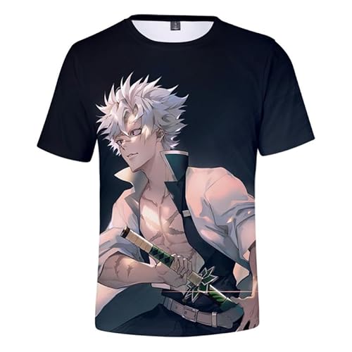 MABDO 3D Drucken Anime Sanemi Shinazugawa Hemd Kurzarm T-Shirt Bluse Top Cosplay Kostüm Unisex Black-A L (Chest 106cm) von MABDO