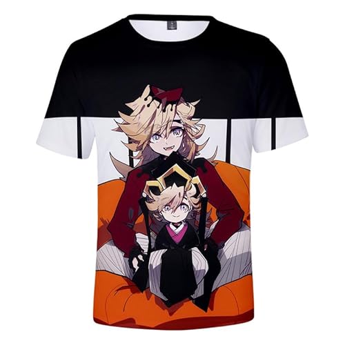 MABDO Anime Douma Short-Sleeved Hooded T-Shirt Cosplay Costume Unisex Schwarz S (Chest 94cm) von MABDO