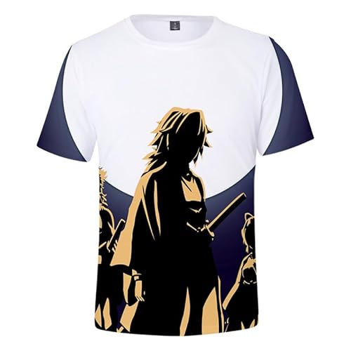 MABDO Anime Giyu Tomioka Short-Sleeved Hooded T-Shirt Cosplay Costume Unisex White-C XXL (Chest 118cm) von MABDO