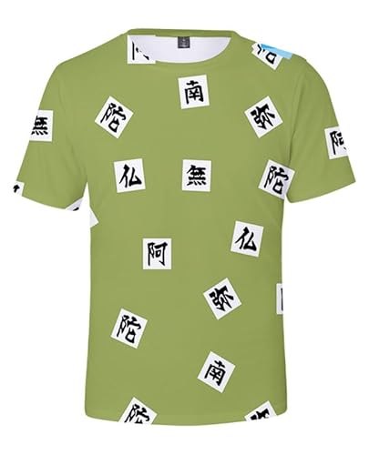 MABDO Anime Gyomei Himejima Short-Sleeved Hooded T-Shirt Cosplay Costume Unisex Grün S (Chest 94cm) von MABDO