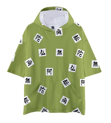 MABDO Anime Gyomei Himejima Short-Sleeved Hooded T-Shirt Sweatshirt Cosplay Costume Unisex Grün S (Chest 108cm) von MABDO