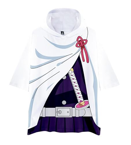 MABDO Anime Kanao Tsuyuri Short-Sleeved Hooded T-Shirt Sweatshirt Cosplay Costume Unisex Weiß S (Chest 108cm) von MABDO