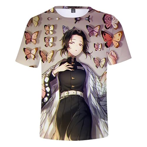 MABDO Anime Kochou Shinobu Hemd Kurzarm T-Shirt Bluse Cosplay Kostüm Unisex Braun-A 3XL (Chest 124cm) von MABDO