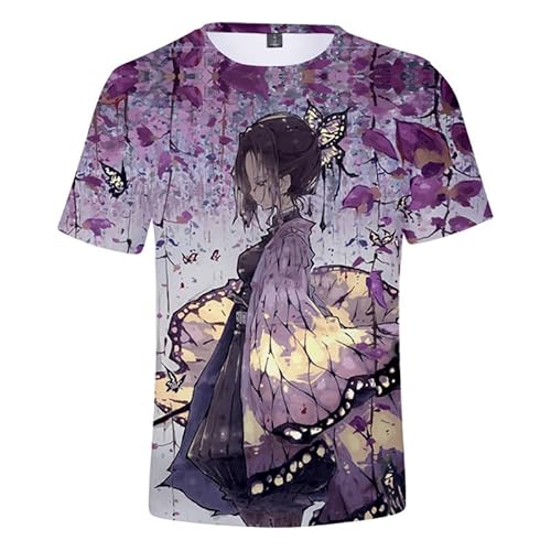 MABDO Anime Kochou Shinobu Hemd Kurzarm T-Shirt Bluse Cosplay Kostüm Unisex Purple-C 3XL (Chest 124cm) von MABDO