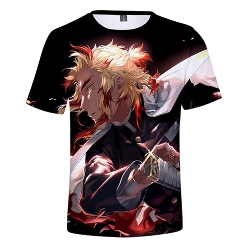 MABDO Anime Kyoujurou Short-Sleeved Hooded T-Shirt Cosplay Costume Unisex Black-C S (Chest 94cm) von MABDO