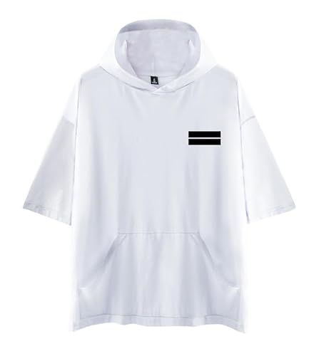 MABDO Anime Muichiro Tokito Short-Sleeved Hooded T-Shirt Sweatshirt Cosplay Costume Unisex Weiß XXL (Chest 132cm) von MABDO