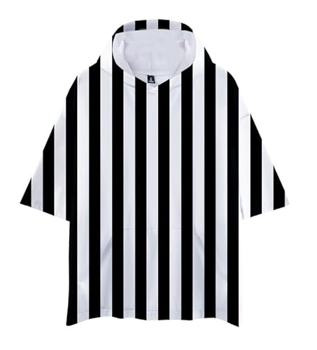 MABDO Anime Obanai Iguro Short-Sleeved Hooded T-Shirt Sweatshirt Cosplay Costume Unisex Schwarz S (Chest 108cm) von MABDO