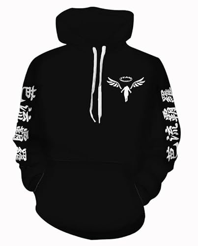 MABDO Hoody Hoodie Anime Kapuzen 3D Druck Sweatshirt Valhalla Cosplay Kostüm Herren Damen Unisex Schwarz 4XL (Chest 122cm) von MABDO