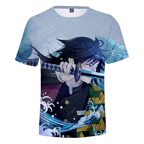 MABDO T-Shirt Giyu Tomioka Kurzarm Bluse T-Shirt Top Cosplay Kostüm Unisex Blau XL (Chest 112cm) von MABDO