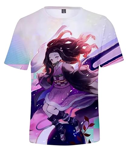 MABDO T-Shirt Nezuko Kurzarm Bluse T-Shirt Top Cosplay Kostüm Unisex Lila XL (Chest 112cm) von MABDO