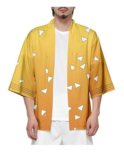 Monitsu Kimono Umhang Mantel Cosplay Kostüm Strickjacke Unisex Gold 2XL von MABDO