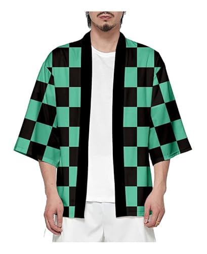 Tanjiro Kamado Kimono Umhang Mantel Cosplay Kostüm Strickjacke Unisex Grün M von MABDO