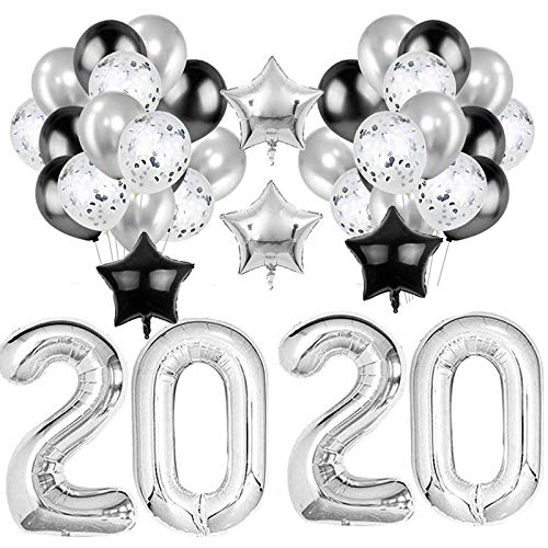 MABSSI 1 Sets 2020 Abschluss Party Set Abschluss Pull Flag Abschluss Ballon Kombination Abschluss Dekoration Silber von MABSSI
