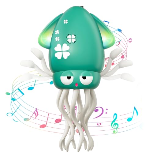 MACALOCA Tanzendes Octopus-Spielzeug, lustiges elektrisches tanzendes Octopus-Spielzeug mit LED & Musik, kreatives verrücktes 8-Bein-Action-Crawling Octopus für Stresslinderung & Kinder (Grün) von MACALOCA